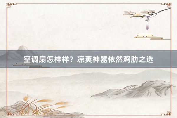 空调扇怎样样？凉爽神器依然鸡肋之选